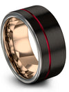 Carbide Tungsten Anniversary Ring 10mm Bands Tungsten Couple Bands Black 10mm - Charming Jewelers