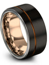 Black Wedding Ring Custom Black Tungsten Rings for Woman 10mm Marriage Band - Charming Jewelers