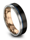 Fathers Day for Couples Tungsten Carbide Black and Blue Band 6mm 5 Year Bands - Charming Jewelers