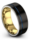 Black and Blue Wedding Band Man Guys Tungsten Wedding Bands 8mm Guy Band Set - Charming Jewelers