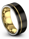 Black 18K Yellow Gold Anniversary Ring Set Tungsten