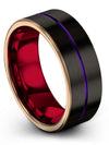 Black Purple Wedding Bands for Wife Tungsten Wedding Rings