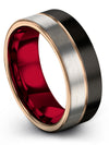Unique Black Mens Promise Rings Tungsten Bands Natural Finish Solid Black Rings - Charming Jewelers