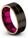 Black Copper Anniversary Ring Sets for Her and Girlfriend 8mm Copper Line - Charming Jewelers