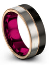 Black and 18K Rose Gold Man Wedding Ring One of a Kind Tungsten Band Buddhism - Charming Jewelers