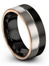 Black Grey Wedding Ring Set for Woman 8mm Ladies Tungsten Wedding Bands Black - Charming Jewelers