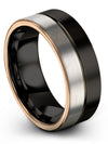 Solid Black Wedding Rings Guys Wedding Band 8mm Tungsten Black Band Rings - Charming Jewelers