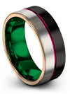 Ladies Solid Black Rings 8mm Gunmetal Line Ring Tungsten Promise Bands - Charming Jewelers