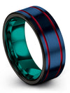 Men&#39;s Blue Wedding Ring 8mm Ring Tungsten Engagement Mens Bands for Husband - Charming Jewelers