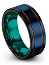 Female 8mm Rings Engraved Bands Tungsten Blue Couples Bands Set 8mm Seventh - Charming Jewelers