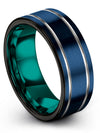 Woman Wedding Bands Blue Tungsten Bands for Men Matte Blue Engagement Bands - Charming Jewelers