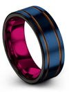 Affordable Wedding Ring Sets Blue Plated Tungsten Ring for Guys Promise Rings - Charming Jewelers