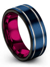 Woman&#39;s Matte Blue Wedding Band Ladies Engagement Men Rings Tungsten Carbide - Charming Jewelers