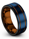 Unique Wedding Ring for Lady Blue Tungsten 8mm Unusual Engagement Womans Bands - Charming Jewelers