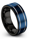 Blue Grey Anniversary Band Set for His and His Tungsten Wedding Band Sets Bands - Charming Jewelers