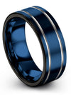 Blue Wedding Ring for Him Tungsten Carbide Rings for Couples Blue Matching - Charming Jewelers