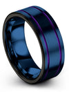 Blue Wedding Bands Rings for Woman Tungsten Flat Ring Guys Engagement Woman - Charming Jewelers