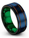 8mm Wedding Bands for Ladies Tungsten Bands for Womans 8mm Blue and Copper - Charming Jewelers