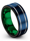 Wedding Bands for Woman Engravable Tungsten Carbide Blue Woman Band Ring Fiance - Charming Jewelers