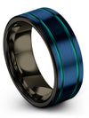 Promise Rings Set Blue Tungsten Wedding Bands Woman&#39;s Blue Minimalist Blue - Charming Jewelers