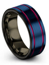 Wedding Bands Blue and Teal Perfect Tungsten Bands 8mm 13th Blue Teal - Charming Jewelers