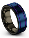 Brushed Blue Guy Wedding Bands Promise Bands Tungsten Nieces Ring for Ladies - Charming Jewelers