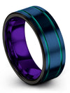 Blue Plain Anniversary Band Men Wedding Tungsten Rings Blue Bands Simple 8mm - Charming Jewelers