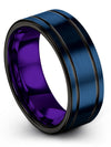 Blue Tungsten Guys Wedding Bands Woman&#39;s Tungsten Wedding Rings Blue Plated - Charming Jewelers