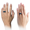 Mens 10mm Wedding Rings Blue Engraving Tungsten Woman Rings Ladies Engraved - Charming Jewelers