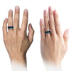 Blue Wedding Bands Set for Mens Tungsten Blue Womans Promise Rings for His - Charming Jewelers