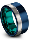 Plain Blue Wedding Ring Tungsten Jewelry Womans Gift 10mm 11 Year Blue Brushed - Charming Jewelers