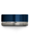 Simple Tungsten Promise Rings Man Tungsten Carbide Band for Male Blue Mid Rings - Charming Jewelers