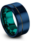 10mm Mens Anniversary Ring Blue Tungsten Wedding Rings Simple Ring for Him Gift - Charming Jewelers