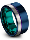 Wedding Engagement Man Band Set Tungsten and Blue Wedding Band for Mens - Charming Jewelers