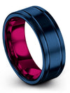 Modern Anniversary Ring Blue and Blue Tungsten Ring Promise Ring Couples 2 Year - Charming Jewelers