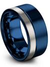 Blue and Blue Anniversary Band for Men Tungsten Carbide Ring for Men Blue 10mm - Charming Jewelers