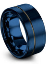 Wedding Band Set for Female Blue Gunmetal Blue and Gunmetal Tungsten Ring Blue - Charming Jewelers