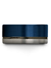 Matte Blue and Gunmetal Ladies Wedding Rings Tungsten Couples Bands Sets Guys - Charming Jewelers