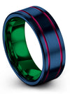 Tungsten Wedding Sets Husband and Girlfriend Tungsten Bands Matte Solid Blue - Charming Jewelers