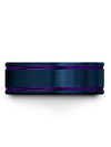 Men&#39;s Blue Metal Wedding Bands Tungsten Band for Scratch Resistant 8mm 50th - Charming Jewelers