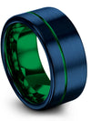 Blue Wedding Rings Set for Boyfriend and Him Mens Bands with Tungsten Blue - Charming Jewelers