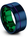Blue and Purple Anniversary Band for Men Tungsten Carbide Ring for Men Blue - Charming Jewelers