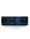 Tungsten Wedding Bands Sets Tungsten Carbide Blue and Copper Bands Matching - Charming Jewelers