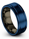 Blue Matching Promise Band Tungsten Wedding Bands Set for Fiance and Fiance - Charming Jewelers