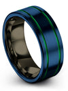 Men&#39;s Promise Band Tungsten Rings Blue and Green 8mm Ring Couples Gifts Set - Charming Jewelers