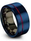 10mm Wedding Ring Tungsten Ring Blue Plated Blue Band 9th - Willow Pattern - Charming Jewelers