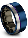 Wedding Blue Ring Set for Girlfriend and Her Common Tungsten Band Blue Metal - Charming Jewelers