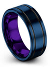 Blue Wedding Bands for Couples Sets Tungsten Blue Promise Bands Engraved - Charming Jewelers