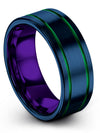 Brushed Men&#39;s Wedding Bands Female Tungsten Wedding Rings Blue Green Blue - Charming Jewelers