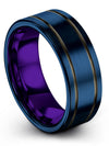 Wedding Band for Mens Tungsten Blue Tungsten Engagement Bands Blue Ring for Guy - Charming Jewelers